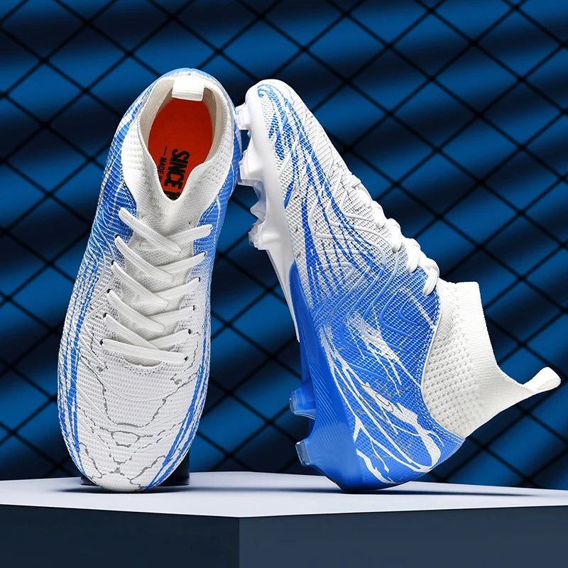 Nouvelles chaussures de football pour hommes, très vendues, chaussures de football à tige haute, crampons de futsal pour terrain en herbe, baskets d'intérieur de haute qualité, antidérapantes pour l'extérieur.