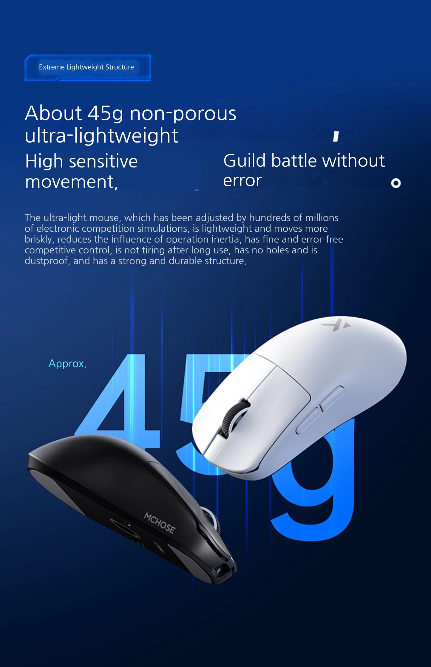 MCHOSE L7 Ultra+ Medium Large Hand Mouse Game E-Sports Paw3950 Wireless Three Mode Lightweight Office Dual-Drive Computer Mouse
