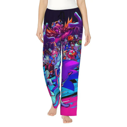 Custom Women Soniced Pajama Pants Printed Hedgehog Game Sleep Sleepwear Bottoms with Pockets