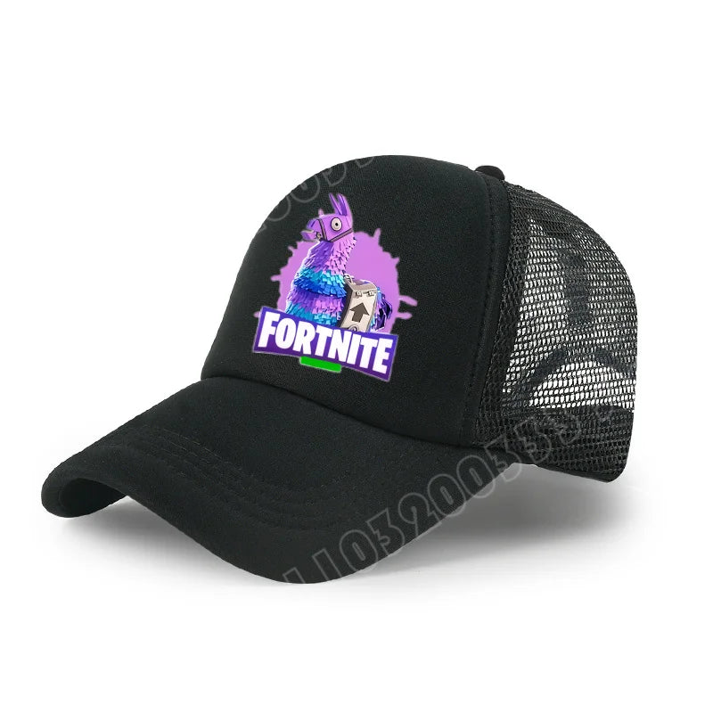 Dětská letní kšiltovka Fortnite s potiskem ve stylu kreslené hry, prodyšná síťovina, nastavitelná čepice s kšiltem, dárek k narozeninám pro děti