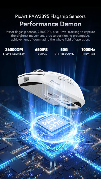 ATTACK SHARK X6 Tri-mode Gaming Mouse with Magnetic Charging Dock, PixArt PAW3395 Sensor, 26K DPI, 49g Ultralight, for PC/Mac