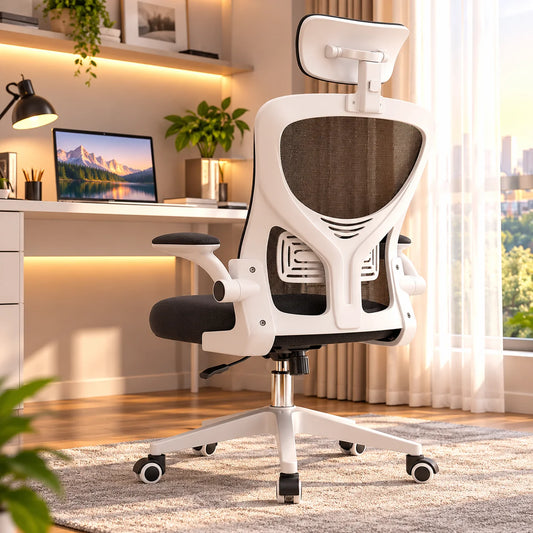 Chaise de bureau ergonomique, réglable en hauteur, pivotante, idéale pour un bureau, un ordinateur, un usage confortable pour les jeux, pour le bureau à domicile et pour les longues périodes d’assise.