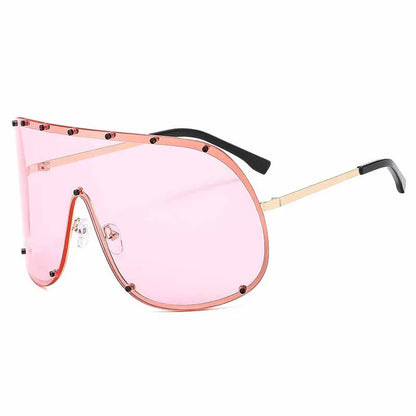 2025 Oversized Metal Rimless Integrated Windproof Sunglasses For Women Trends Y2k Luxury Brand Design Sun Glasses Unisex UV400