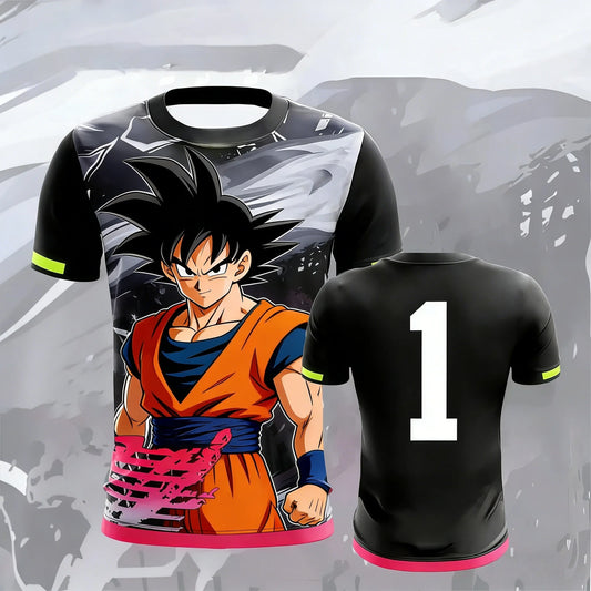 Vintage Dragon Ball  Goku Ink Wash Pink Brush 3D Print T-Shirt 2026 Summer Unisex Oversized Y2K Retro Anime Streetwear  Top