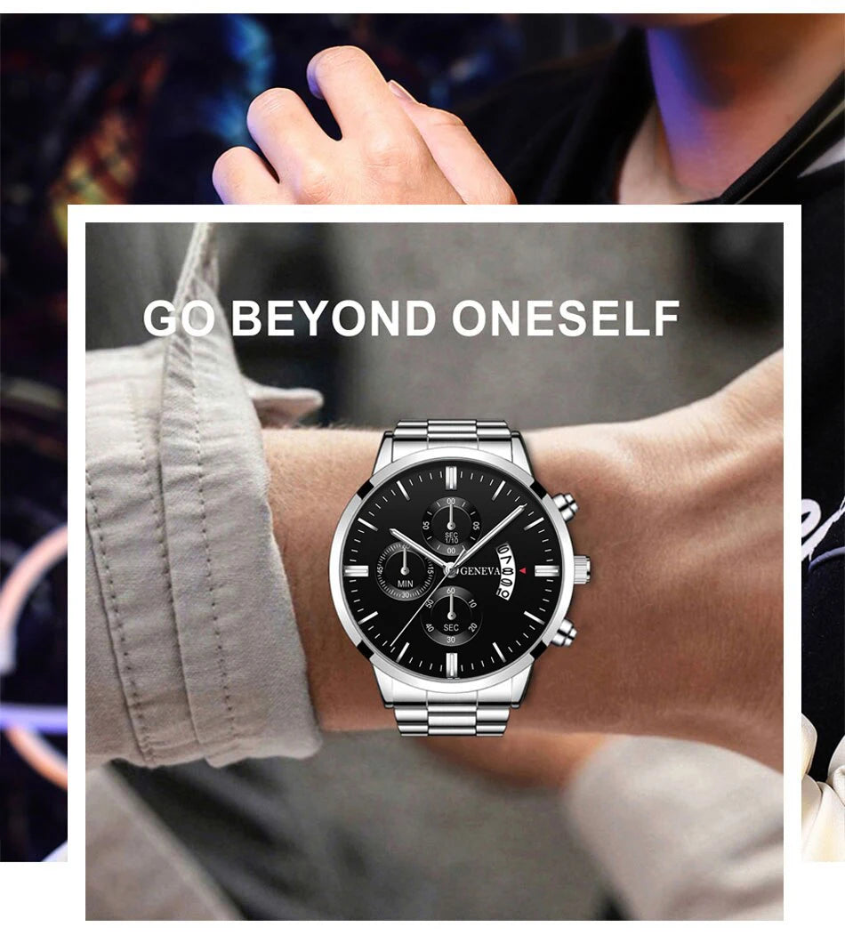 Montre homme tendance, montre-bracelet à quartz de luxe avec calendrier, montres d'affaires, montre pour homme, bracelet pour homme