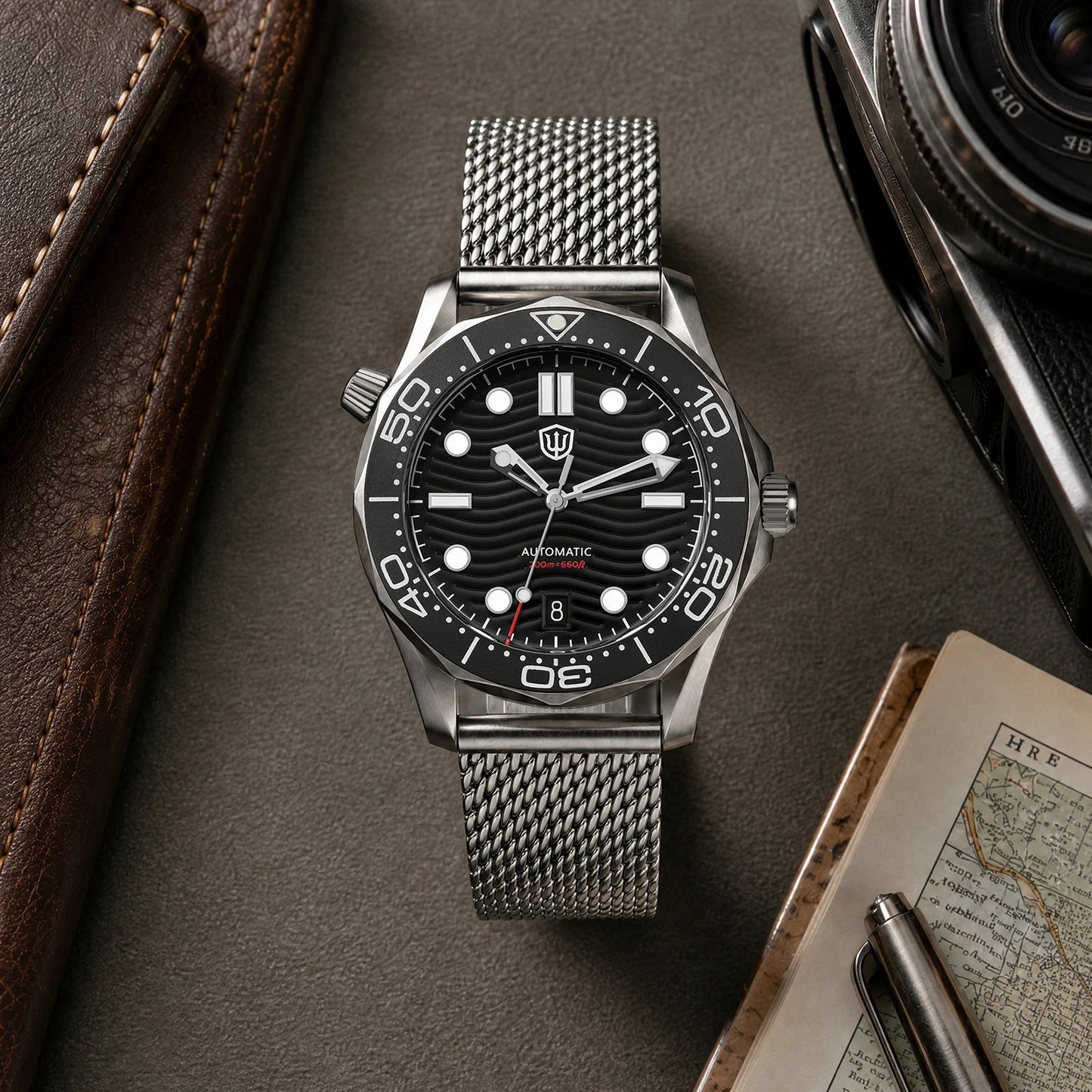 Watchdives WD007 V2 39mm Titanium Dive Watch PT5000 Automatic Movement Luminous 200m Waterproof Domed Bubble Sapphire Watches