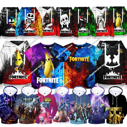 Neues Fortnite 3D-digital bedrucktes Kapuzensweatshirt für Kinder – modischer, trendiger Casual-Pullover, Geburtstagsgeschenk