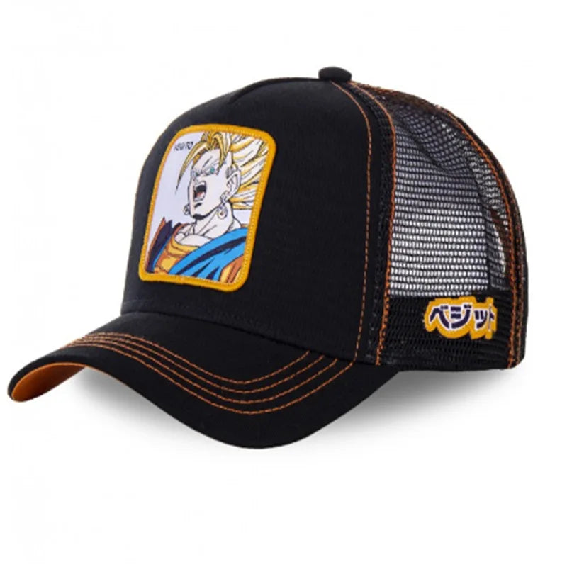 Dragon Ball Z-stilarter Anime Son Goku Bomuld Ny baseballkasket til mænd og kvinder Hip Hop Far Justerbar mesh-kasket Trucker-kasket