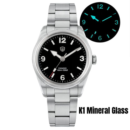 Watchdives WD1960S V2 36.5mm Quartz Watch VH31 Sweep Seconds Vintage Style Sapphire Crystal BGW9 Lume 100M Waterproof Steel