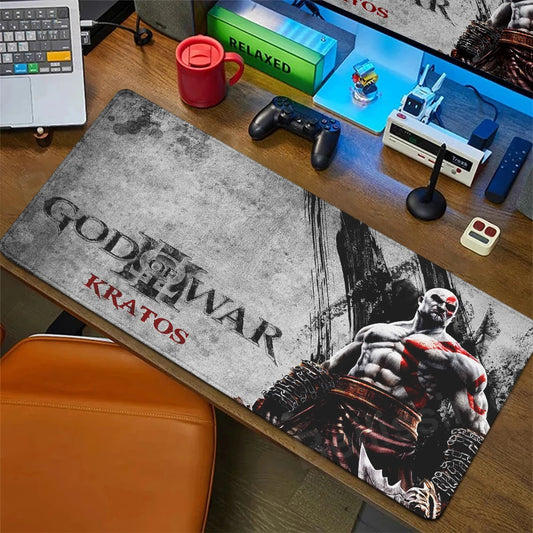 Xxl Mouse Pad God of War Desk Mat Gaming Accessories Keyboard Computer Mousepad Gamer Large Pc Cabinet Office Table Carpet Rug