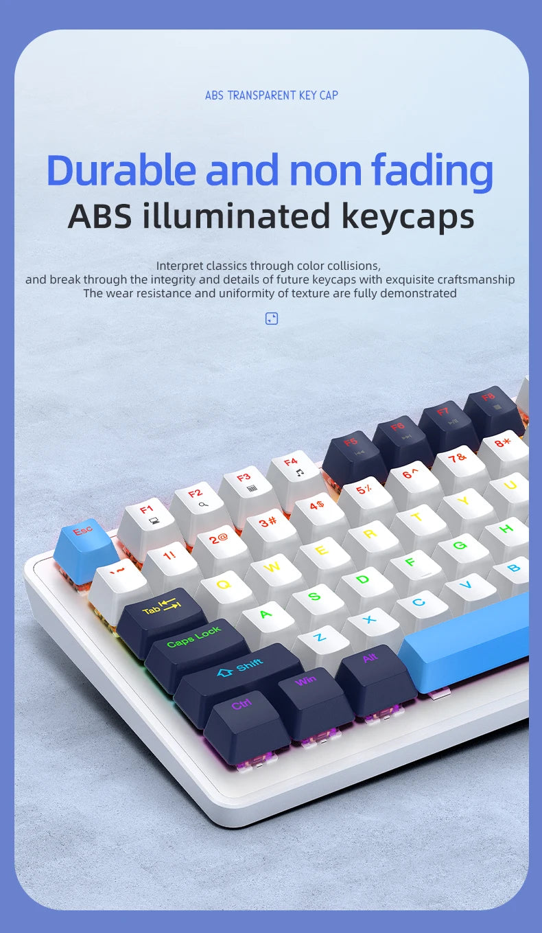 K82 75% Wired Mechanical Keyboard RGB Backlight, 82 KEY, Full Key Hot Swappable Blue Switch, Multifunctional Knob, Windows & Mac