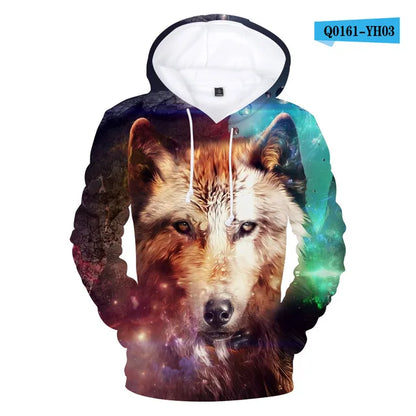 Cool Space Galaxy Wolf Hoodie Hoodies Men Bright Wolf Fashion Handsome Wolf Hoodies Spring Autumn Pullovers Sweatshirts Sweat