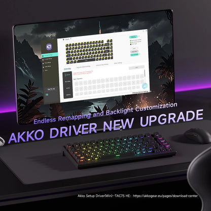 Teclado AKKO TAC75 HE com interruptores magnéticos, formato 75%, teclado gaming Rapid Trigger 0.005mm 8K RGB com fio, teclado personalizado para esports para gamers
