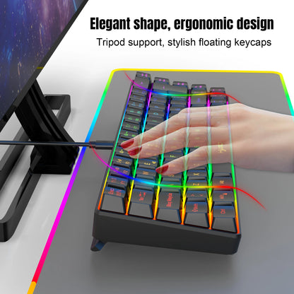 ¡Oferta destacada! Teclado gaming con cable de 69 teclas en español, retroiluminación RGB, diseño compacto al 68%, un accesorio imprescindible para profesionales de oficina y gamers