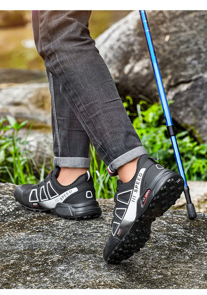 Zapatillas de senderismo impermeables para hombre, calzado deportivo outdoor con cordones, zapatillas casuales de ciclismo para mujer, calzado táctico de entrenamiento antideslizante para campo