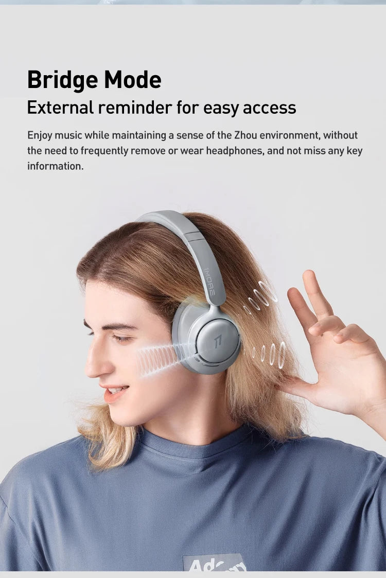 1MORE SonoFlow S Active Noise Canceling Wireless Headphones 42dB ANC Bluetooth Headsets Hi-Res Audio  90H Playtime