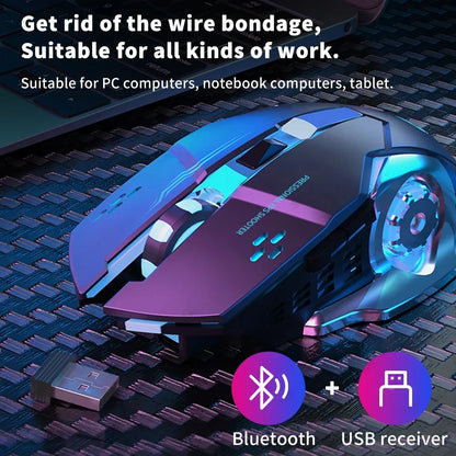 Rechargeable Wireless Gaming Mouse Silent Backlight E-Sports Bluetooth and 2.4G USB Mouse for Laptop Macbook PC Game Office