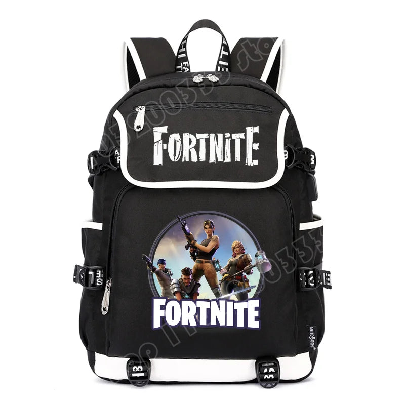 Fortnites Large Capacity Backpack Casual Shoulder Bag with USB Port Unisex Anime Students Schoolbag New Stylish Stationery Gift