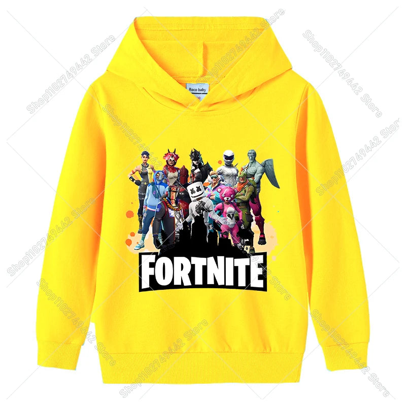 Lasten Fortnite-huppari syksyyn, ohut hupullinen collegepaita pojille ja tytöille, pitkähihainen pusero, urheilu- ja vapaa-ajan lastenvaate