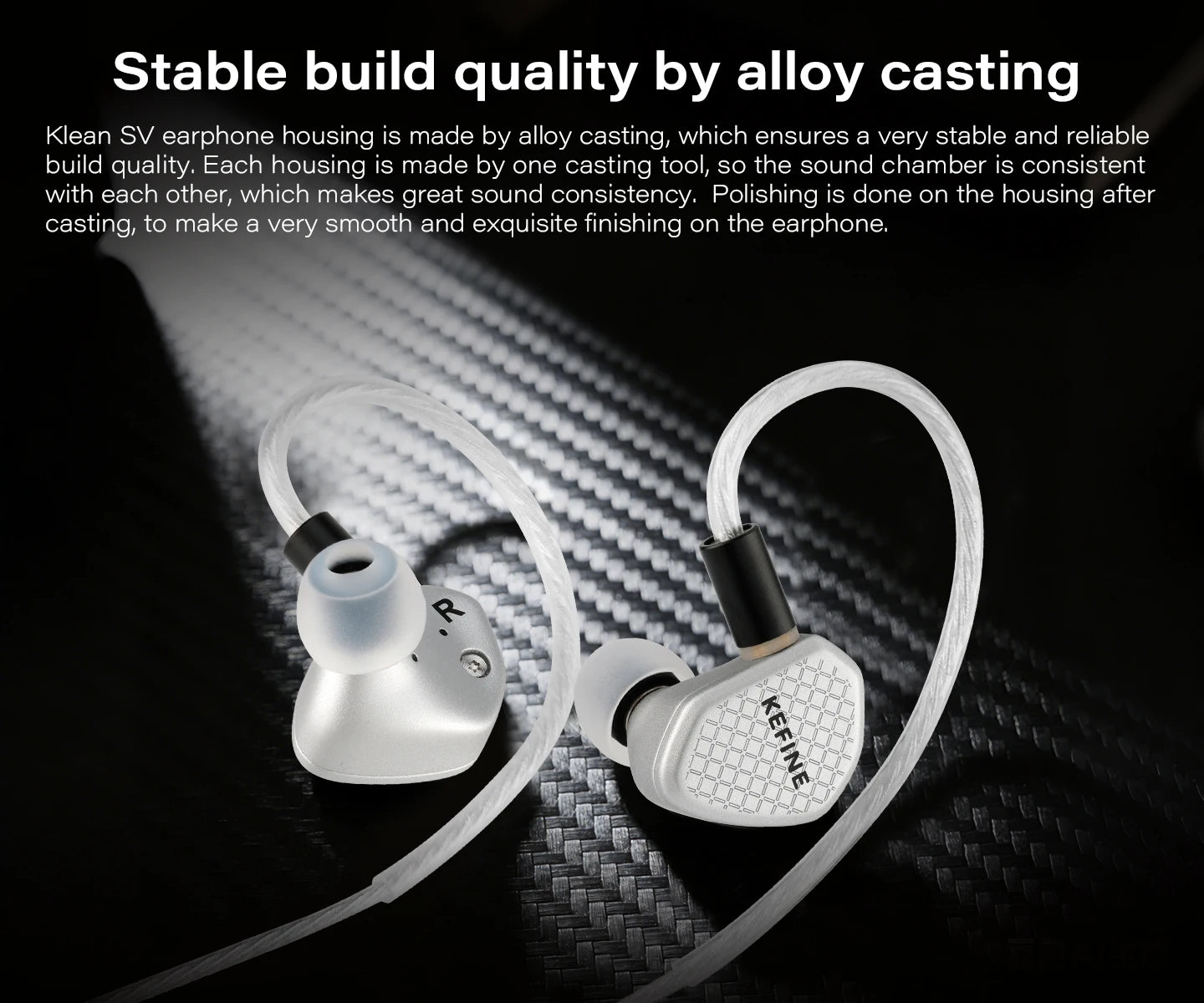 Angelears Kefine Klean SV 10mm DLC Diaphragm Dynamic Driver IEMs Hi-Fi In-ear Earphone with Nozzles and SPC Cable