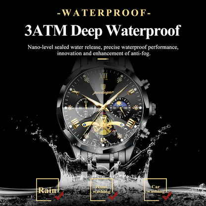 POEDAGAR Luxury Fashion Men Clock Waterproof Luminous Chronograph Male Watch Stainless Steel Quartz Business Men's Watches Reloj