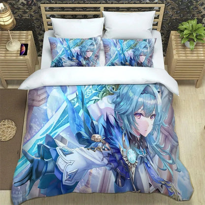 Anime Genshin Impact Bedding Set Boys Girls Twin Queen Size Duvet Cover Pillowcase Bed Kids Adult Fashion Home Textileextile
