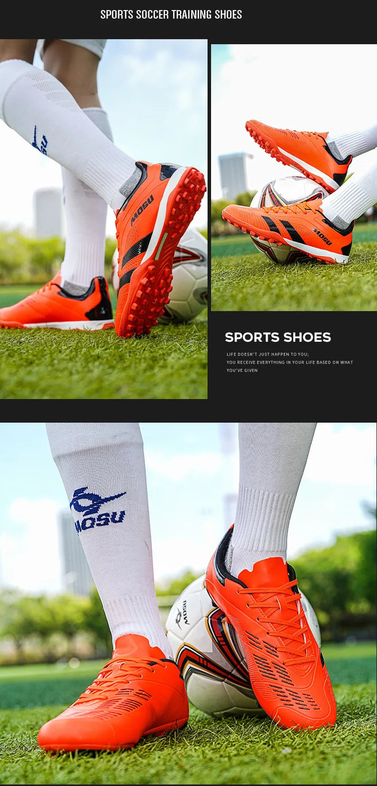 Nuove scarpe da calcio da uomo e donna, scarpe sportive per interni ed esterni con tacchetti lunghi e spezzati per allenamento su tappeto da calcio