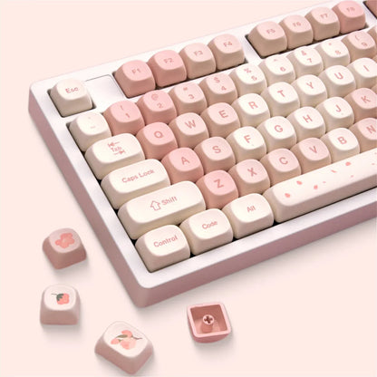 Sakura Pink MOA Keycaps PBT 142 Keys Cream Strawberry for 60/64/84/98/108 Gaming Mechanical Keyboard MX Switch