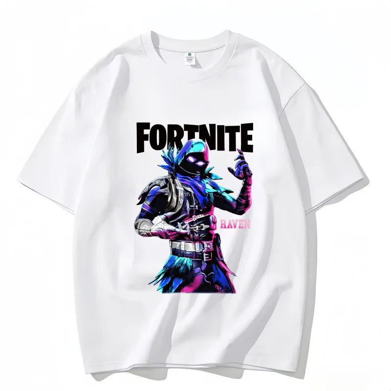 Fortnite Rundhals-T-Shirt für Erwachsene, unisex, Gaming-Dance-Mode, neu, aus reiner Baumwolle, kurzärmeliges Oberteil, perfekt für Freizeit und Urlaub