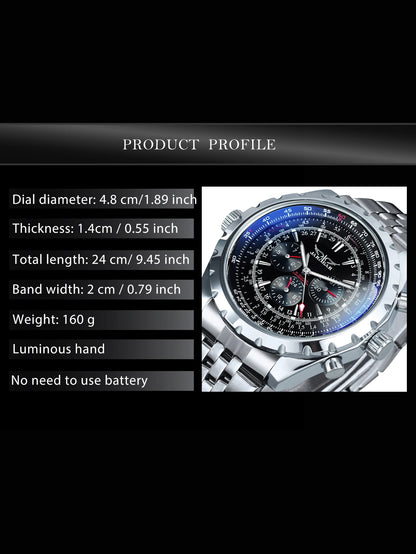 Jaragar Automatic Watch for Men Military Multifunction 3 Sub-Dials Sports Mechanical Watches Top Brand Luxury Leather Steel Band