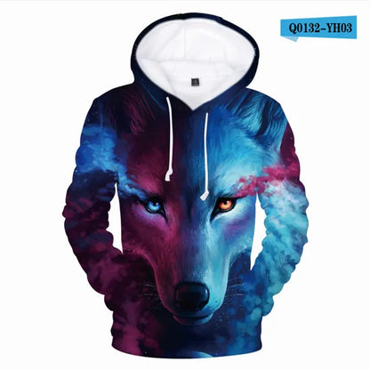 Cool Space Galaxy Wolf Hoodie Hoodies Men Bright Wolf Fashion Handsome Wolf Hoodies Spring Autumn Pullovers Sweatshirts Sweat