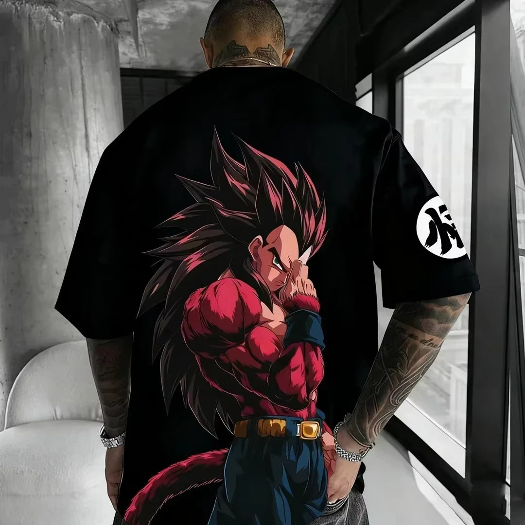 T-shirt oversize Dragon Ball Estate 2026 con cavo di alimentazione, Piccolo Goku, stampa artistica, casual neutro Y2K