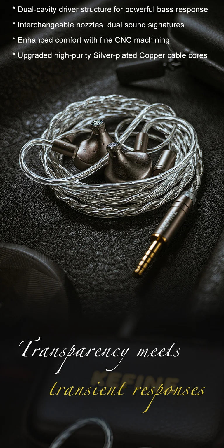 Kefine X ANGELEARS Delci AE 10mm DLC+PU Diaphragm Dynamic Driver IEMs Hi-Fi I n-ear Earphone with Two Tuning Style