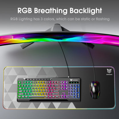 ONIKUMA G32 Wired Gaming Keyboard with RGB Backlit Matte Key Caps 104 Keys Membrane Gaming Keyboards for PC Gamer