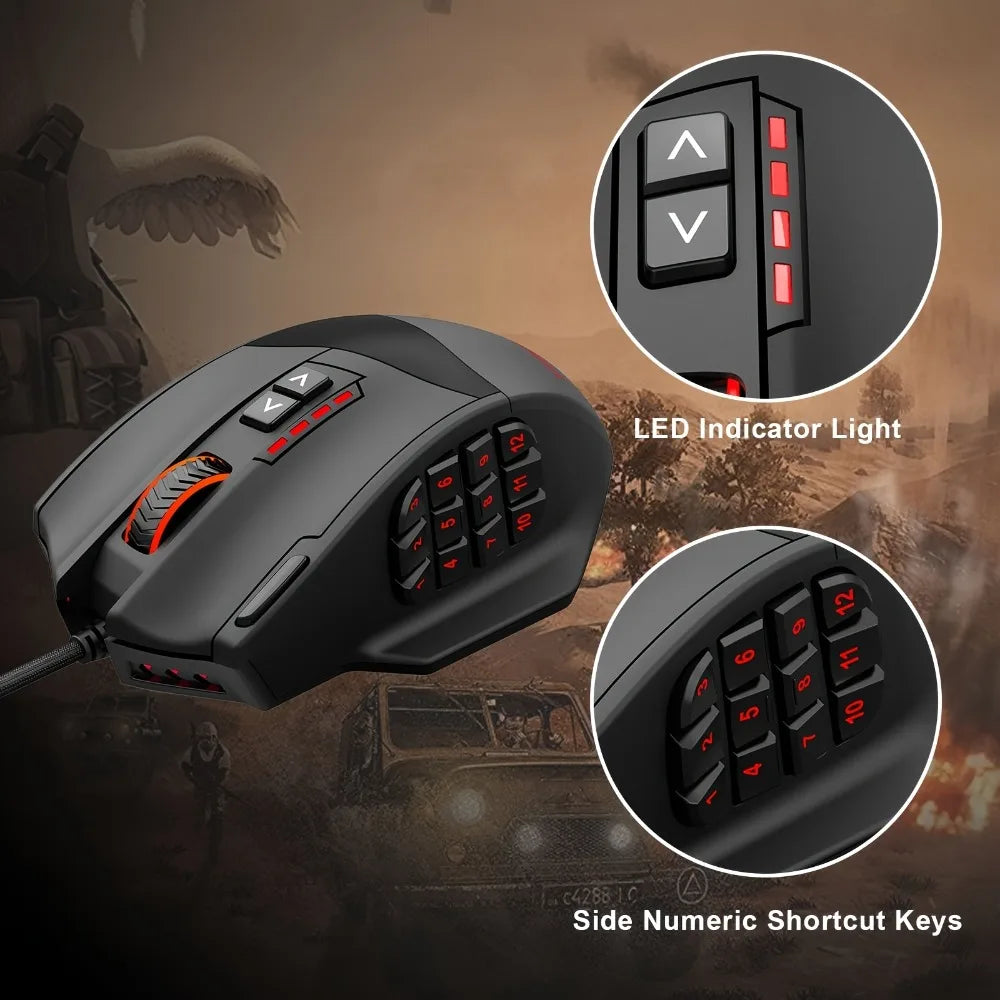 E-YOOSO X-39 Programmable Gaming Mouse, Wired RGB Mouse with 18 Buttons, 8 Removable Weights, 5 DPI, Ergonomic Grip for Computer