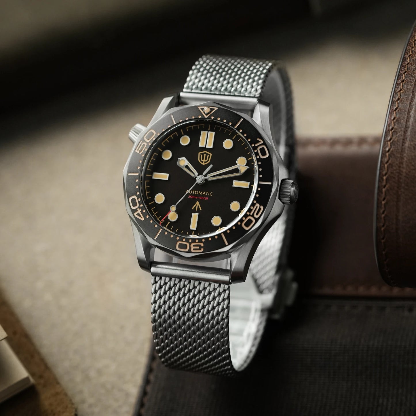 Watchdives WD007 V2 39mm Titanium Dive Watch PT5000 Automatic Movement Luminous 200m Waterproof Domed Bubble Sapphire Watches