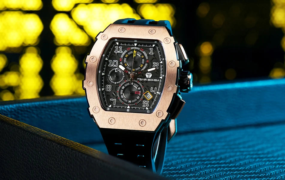 Orologio da uomo TSAR BOMBA New TB8204, cronografo al quarzo giapponese, impermeabile 50M, stile sportivo fashion, orologio da polso di lusso, regalo da uomo