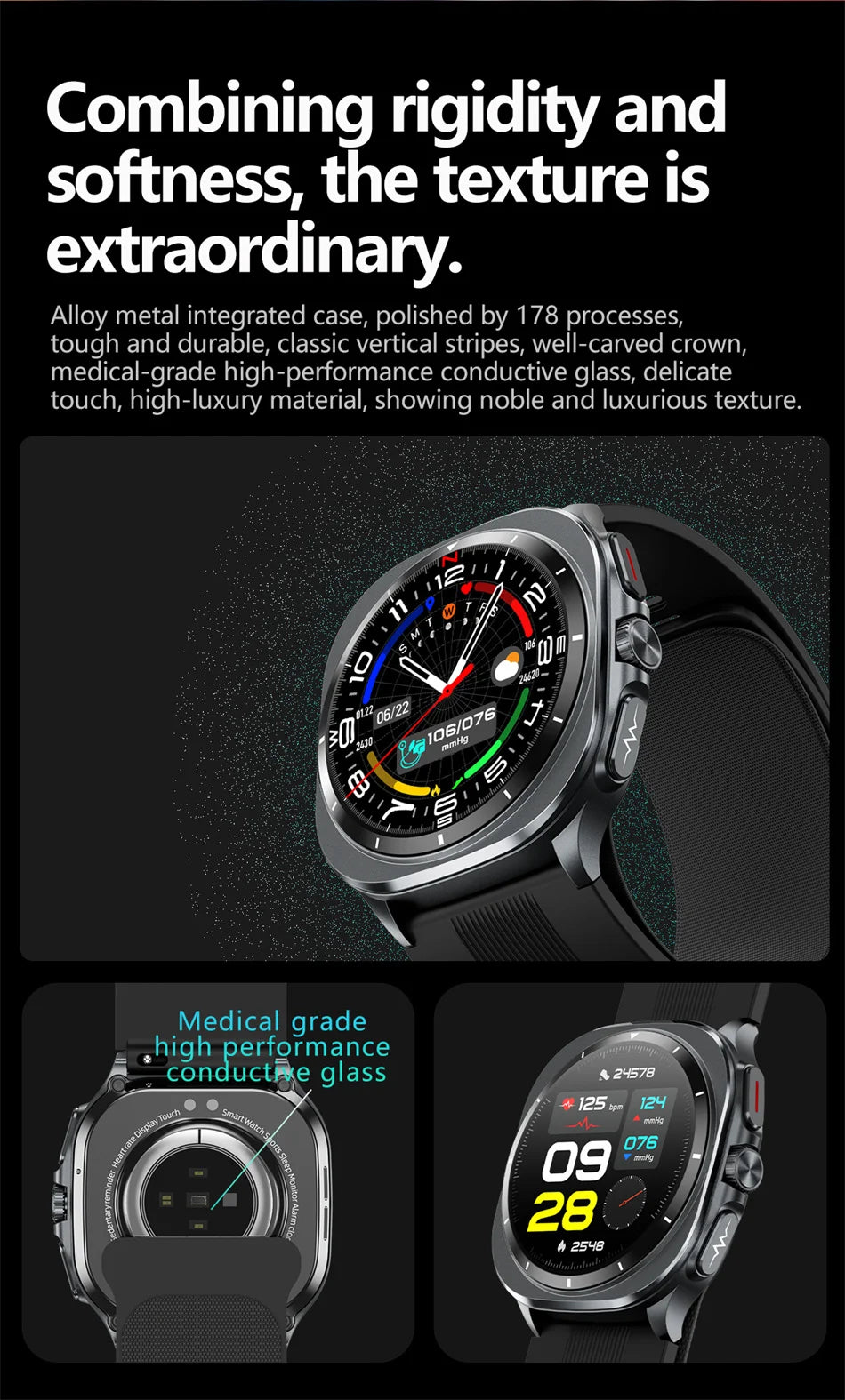 2026 New Health track Smartwatch Air Pump Airbag True Blood Pressure Health Measure Smart Watch Men Women Blood oxygen BT Call