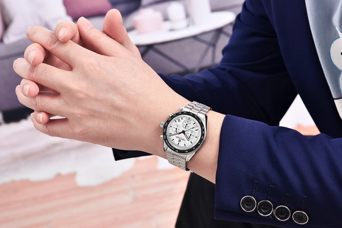Montre pour homme PAGANI DESIGN (nouveau modèle V5 PD1701) – Chronographe sportif de type « Speed » à quartz, verre saphir avec traitement antireflet, étanche jusqu'à 100 mètres.