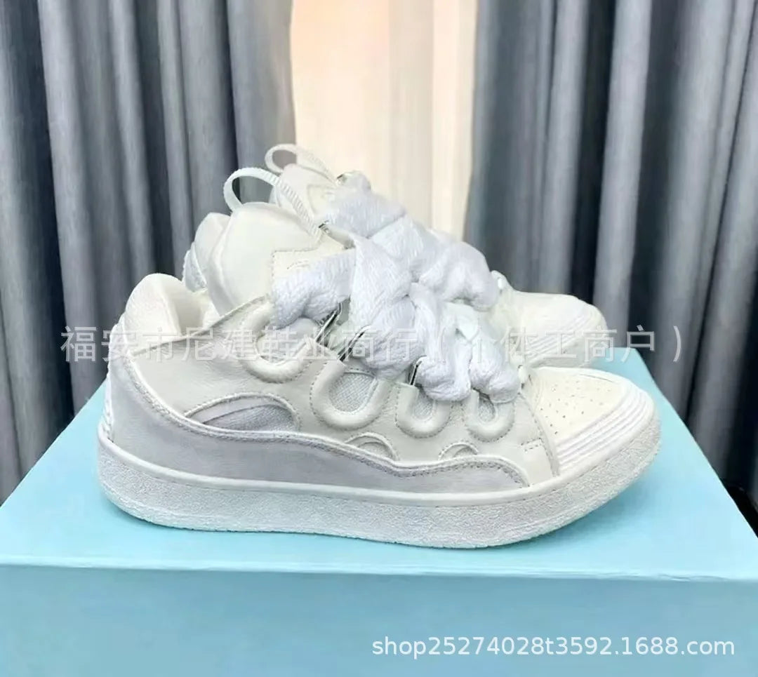 Comfortable High Heel Skate Shoes Thick-Soled Casual Sporty Dad Bag Shoes Vietnamese Cambodian New Style Knot-Tied Slip-On