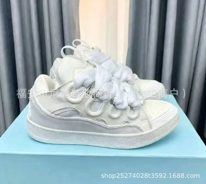 Comfortable High Heel Skate Shoes Thick-Soled Casual Sporty Dad Bag Shoes Vietnamese Cambodian New Style Knot-Tied Slip-On