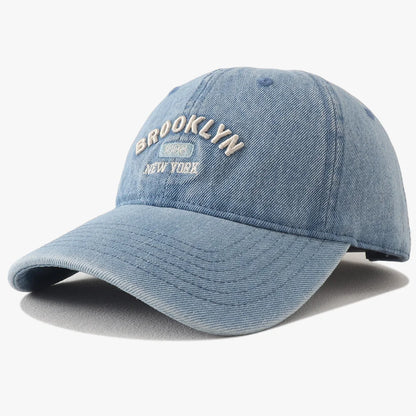 Gorra de visera de denim vintage, gorra de béisbol de moda de estilo vaquero, gorra unisex con letras bordadas, gorras snapback de hip hop, gorra molona