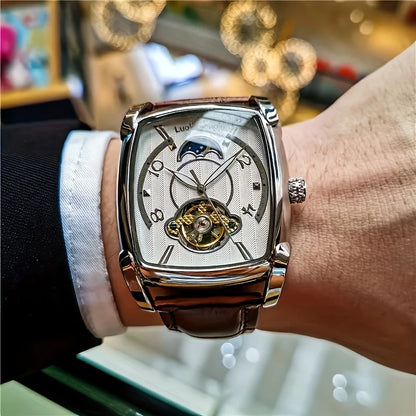 [Luksusur med mekanisk tourbillon] Let luksusur med mekanisk tourbillon til mænd – Fuldautomatisk model i topklasse, trendy »skelet«-design, ideelt til et professionelt outfit o