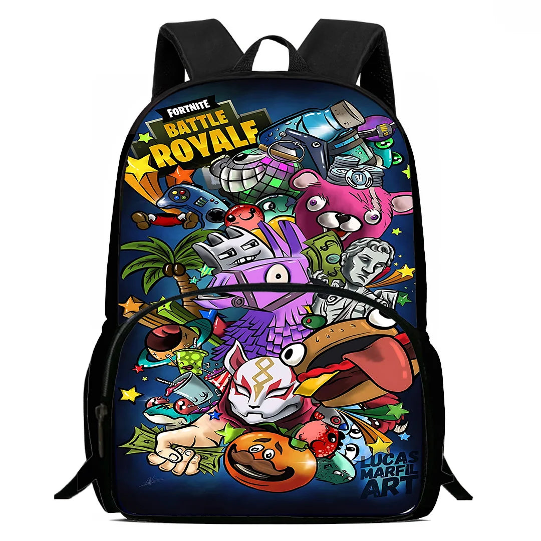 Kinder-Rucksack-Set im angesagten Gaming-Design mit Lunchbag und Federmäppchen, große Kapazität, Schultaschen für Jungen und Mädchen, ideales Geschenk F-FortniteS