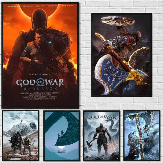pop God of War Ragnarok Inspired Vintage Fashion Poster art Canvas Prints Painting Wall Art Pictures for Living Room Decoration