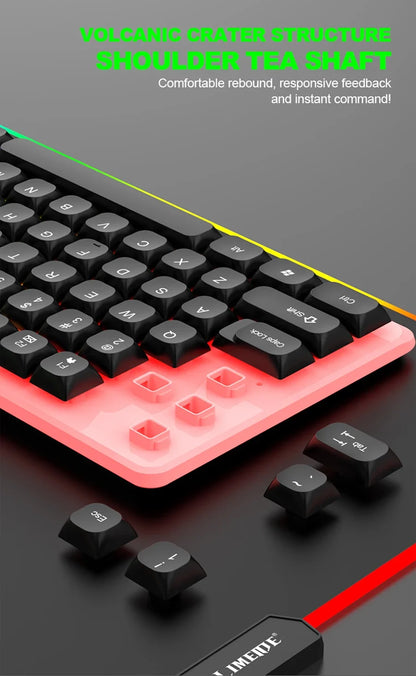 NG GTX350 Set tastiera e mouse gaming per computer e laptop con retroilluminazione, kit gamer LED cablato USB, GTX350 - Nero