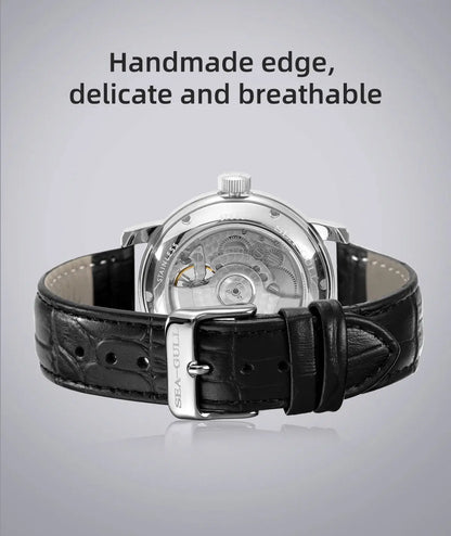 NEU Herren-Automatikuhr mit mechanischem Seagull ST25-Uhrwerk, modische Herrenarmbanduhr mit skelettierter Unruh, Casual-Business-Uhr 819.624