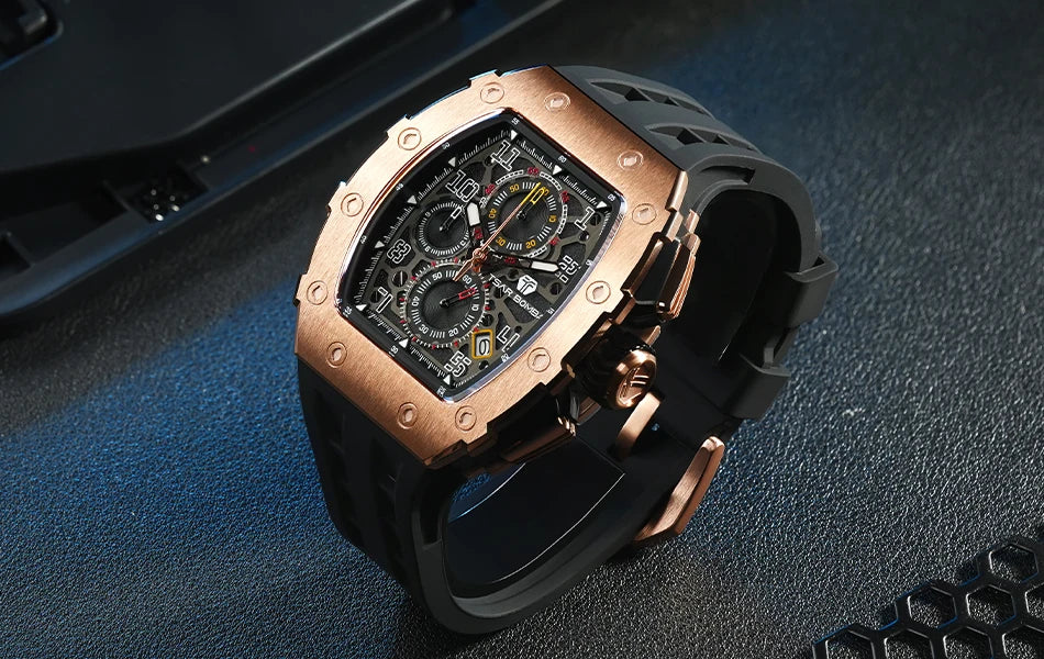Orologio da uomo TSAR BOMBA New TB8204, cronografo al quarzo giapponese, impermeabile 50M, stile sportivo fashion, orologio da polso di lusso, regalo da uomo
