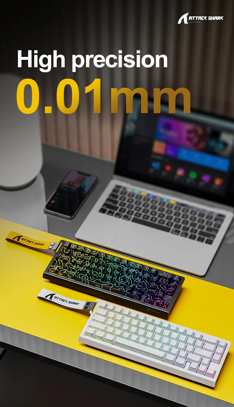 ATTACK SHARK X68 HE Rapid Trigger 8KHz Magnetic Keyboard, 0.01mm RT Accuracy, 60% Layout, RGB, Support RT/Snap Tap/DKS/MT/TGL