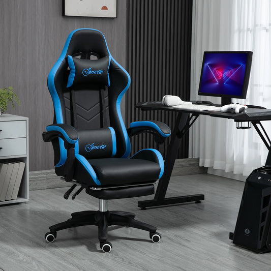 Gaming Chair with footret, Ergonomic Gaming Chair with Lumbar Cushion, head, Gaming Chair, Adjustable heights compitter Chair